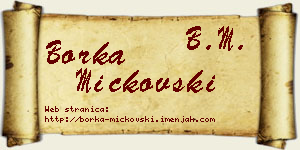 Borka Mickovski vizit kartica